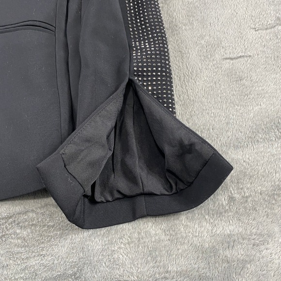 H&M Black Blazer Women's Size 4 Rhinestone Embellished‎ Lapel and Sleeves Party - Picture 8 of 14